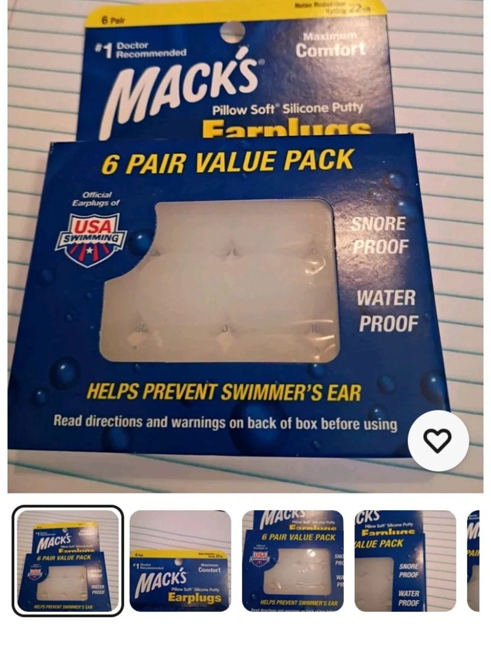 White Pillow Soft Silicone Putty Earplugs - 6 Pair Value Pack
